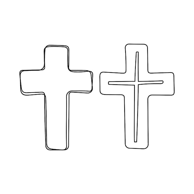 Religiöses Kreuz Doodle-Stil-Set