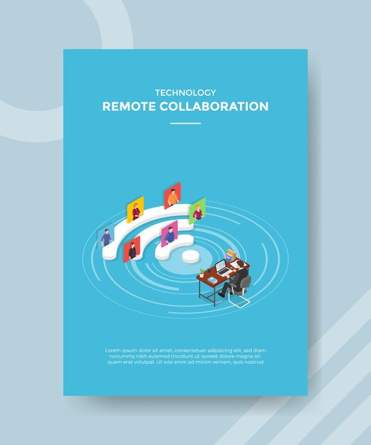 Remote Collaboration-Arbeitskonzept für Vorlagenbanner und Flyer