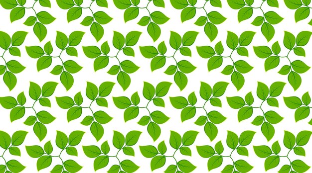 Repeating green leaves on a white surface