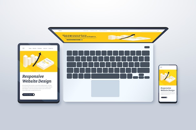 Kostenloser Vektor responsives website-design mit farbverlauf