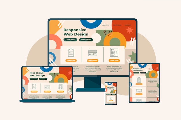 Responsives website-design mit flachem design