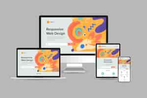 Kostenloser Vektor responsives website-design mit flachem design