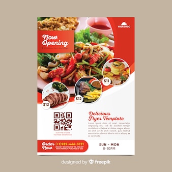 Restaurant flyer vorlage mit foto