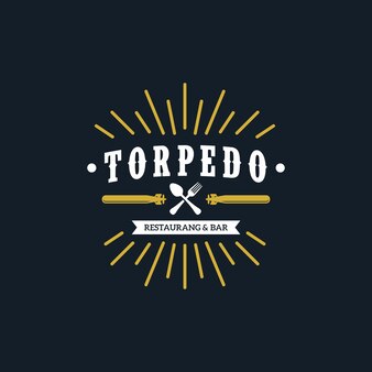 Restaurant namens torpedo mit vintage-logo-stil