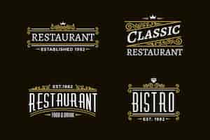 Kostenloser Vektor restaurant retro-logo-auflistung