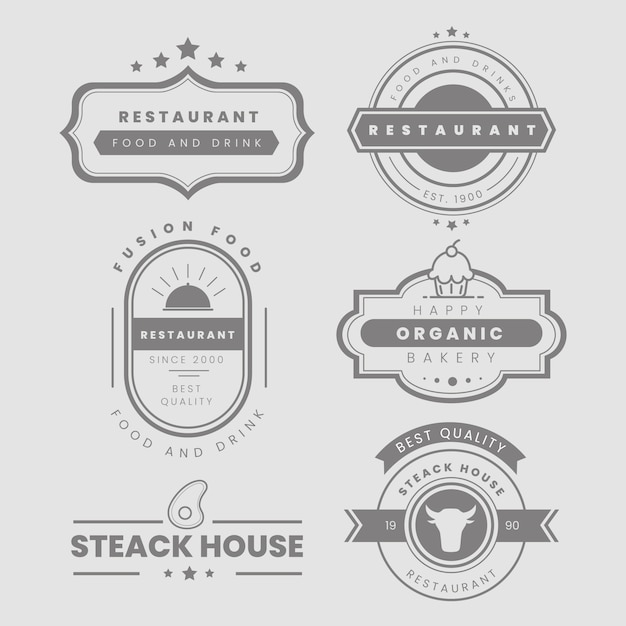 Kostenloser Vektor restaurant vintage logo-pack