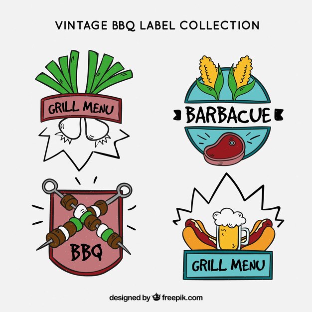 Retro-bbq-label-sammlung