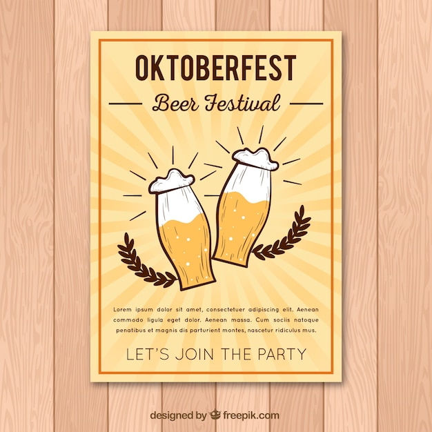 Kostenloser Vektor retro bier-festivalplakat