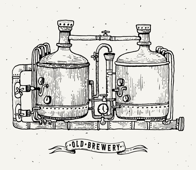 Schritte Zur Bierherstellung Hand Gezeichnete Brauerei Premium Vektor
