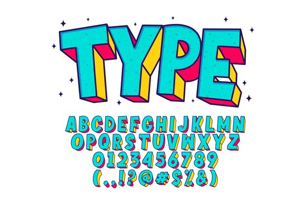 Retro Cartoon Alphabet, ausgefallene Schriftart