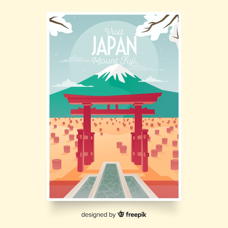 Kostenlose Vektor retro- fördernde plakatschablone von japan