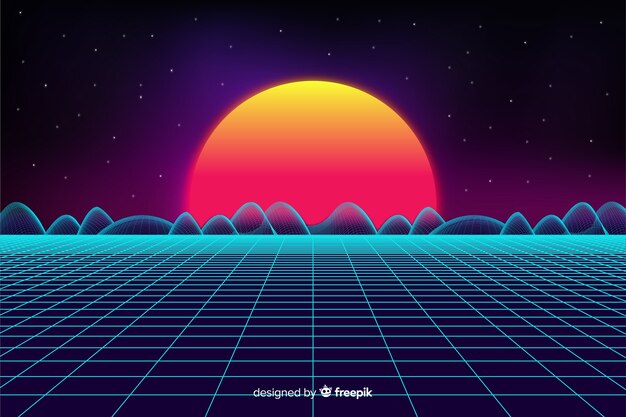 Retro futuristische Landschaft Hintergrund