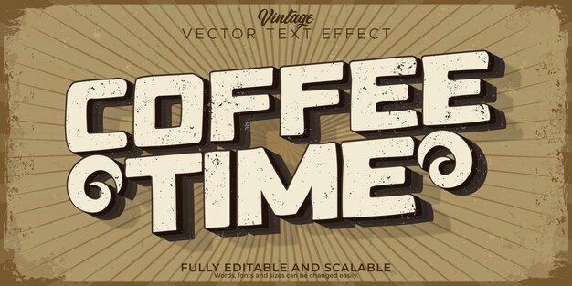 Retro-Kaffee-Vintage-Texteffekt editierbare alte 80er-Coffee-Shop-Banner-Schriftart