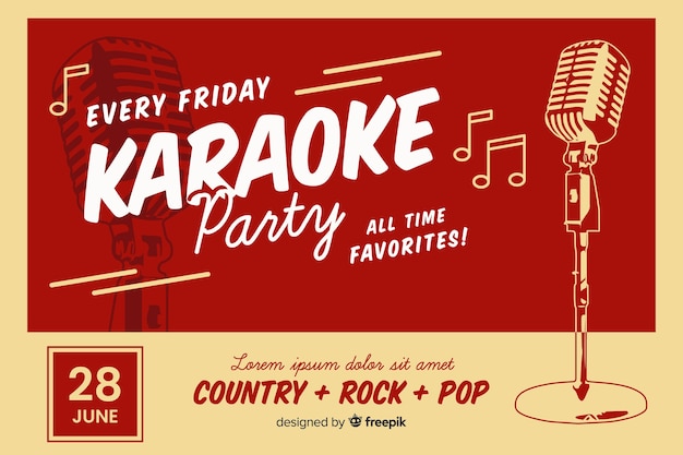 Retro karaoke party banner vorlage