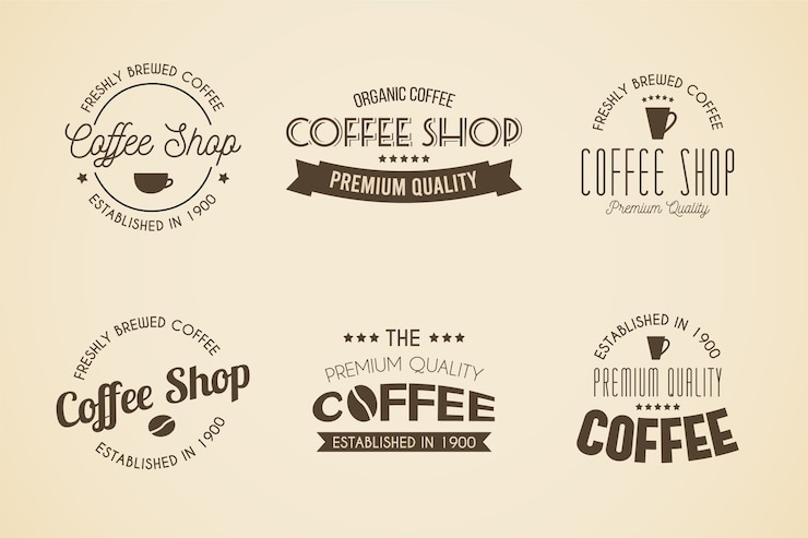Kostenlose Vektor retro logo-sammlung der kaffeestube