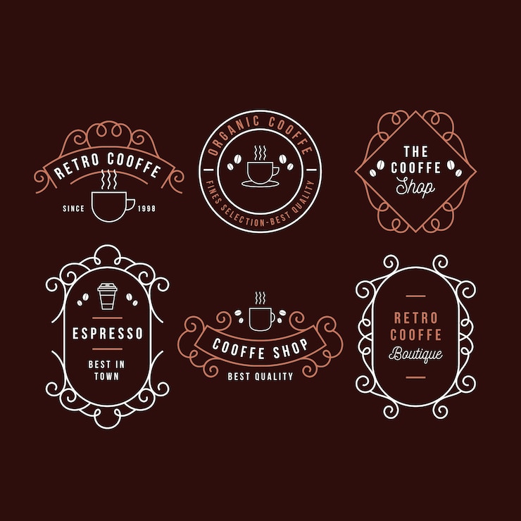 Kostenlose Vektor retro logo-sammlung der kaffeestube