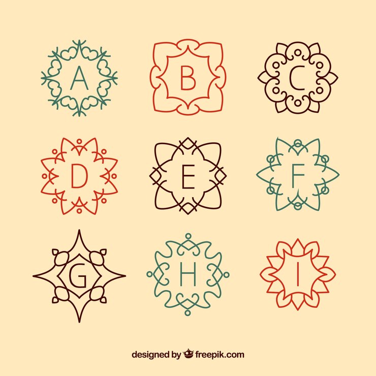 Kostenlose Vektor retro monogramm-sammlung