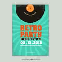 Kostenloser Vektor retro musik festival flyer