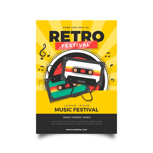 Kostenloser Vektor retro musik plakat vorlage