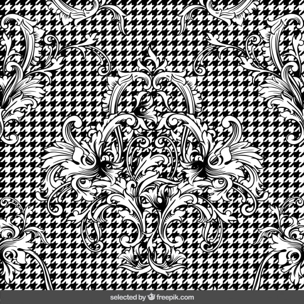 Kostenloser Vektor retro ornamente auf houndstooth hintergrund