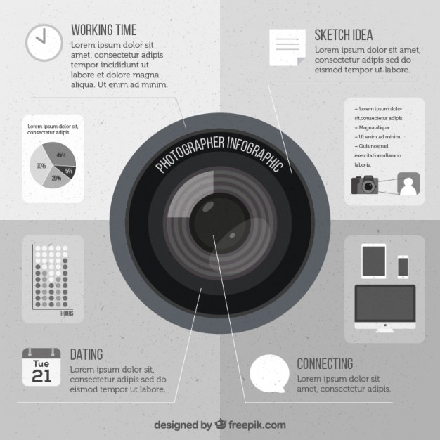 Kostenlose Vektor retro photography infografik
