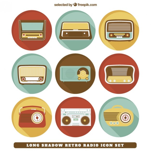 Kostenloser Vektor retro radio labels