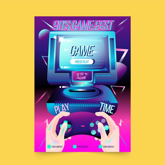 Retro-Spielzeit-Plakatschablone