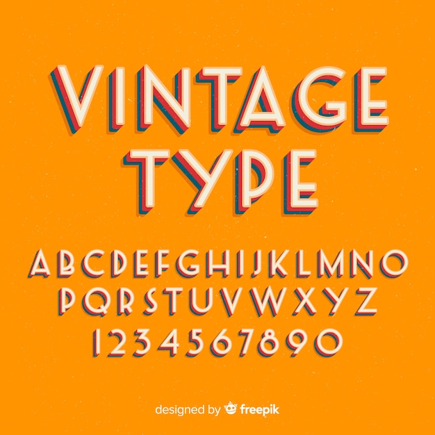 Kostenloser Vektor retro- stil der dekorativen alphabetschablone