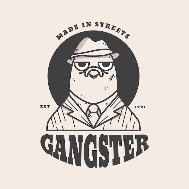 Kostenloser Vektor retro-stil für gangster-logo