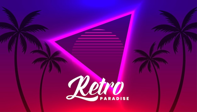 Retro tropischer neonhintergrund mit palme