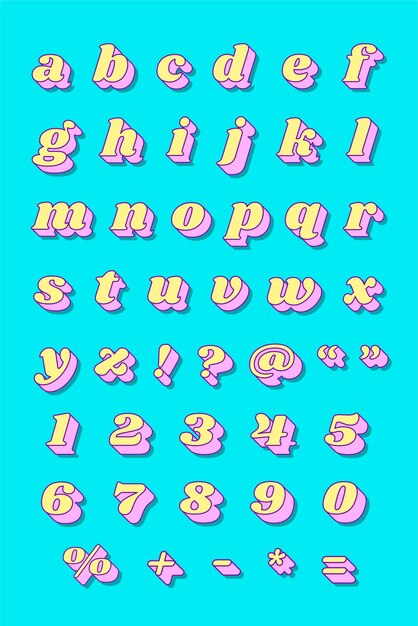 Retro-Typografie des fettgedruckten Alphabets mit Zahlensatz