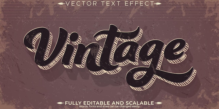 Kostenlose Vektor retro-vintage-texteffekt, bearbeitbarer textstil der 70er und 80er jahre