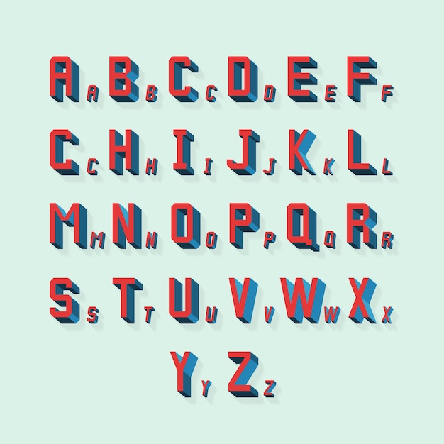 Kostenloser Vektor retro volumetrisches 3d-alphabet