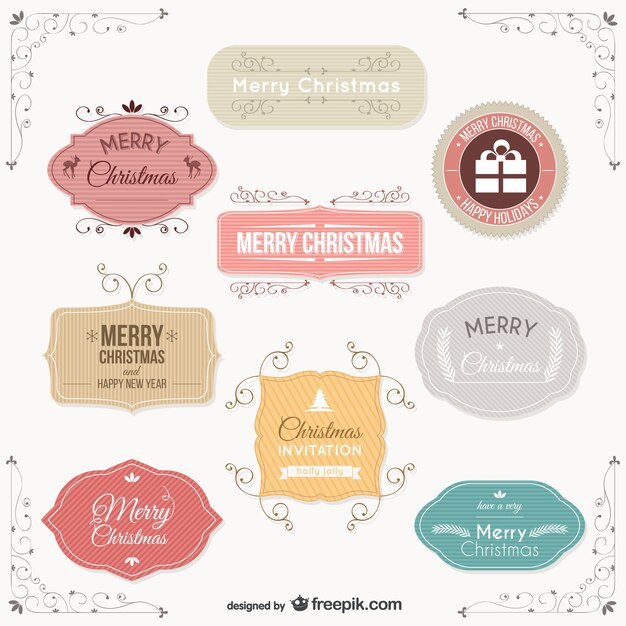 Retro Weihnachten-Etiketten-Pack