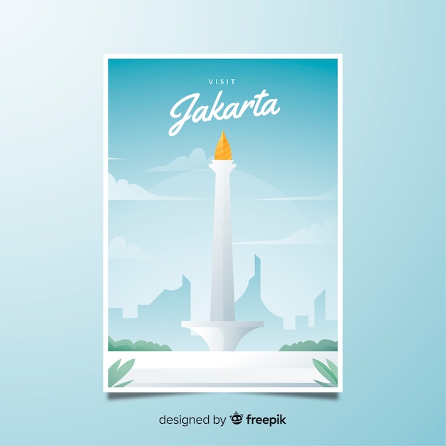 Kostenloser Vektor retro werbeplakat von jakarta