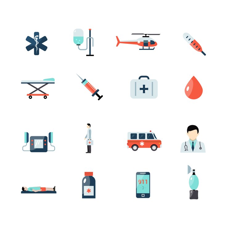 Kostenlose Vektor rettungssanitäter icons set