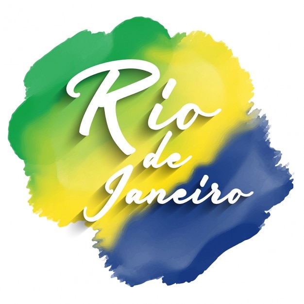 Kostenloser Vektor rio de janeiro text auf einem aquarellhintergrund