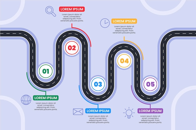 Kostenloser Vektor roadmap-infografik-vorlage