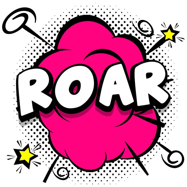 Roar Comic helle Vorlage mit Sprechblasen auf bunten Rahmen