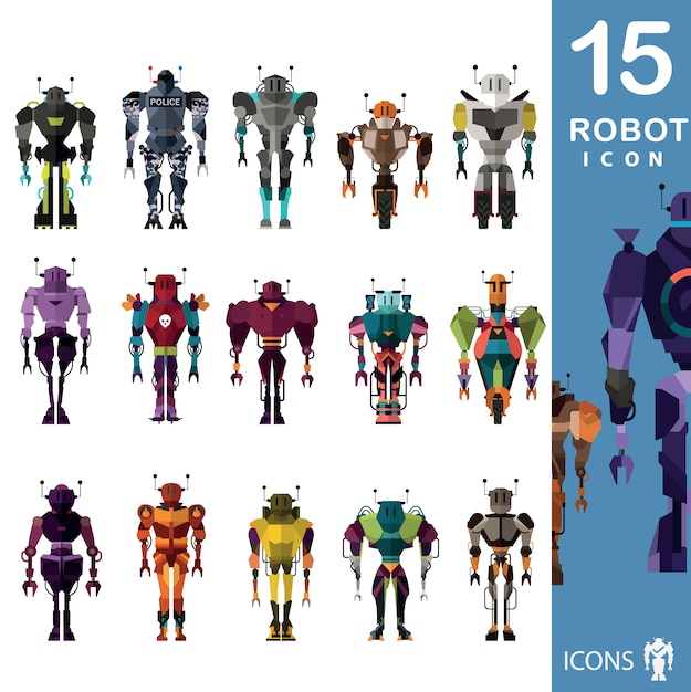 Kostenloser Vektor roboter-ikonen-sammlung