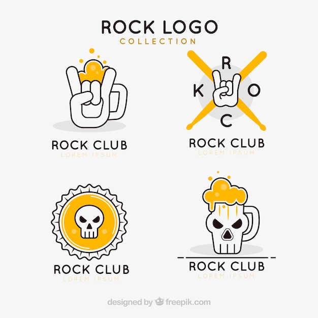 Kostenloser Vektor rock-logo-kollektion mit flachem design