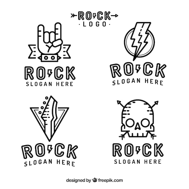 Kostenloser Vektor rock logos sammlung in flachen stil