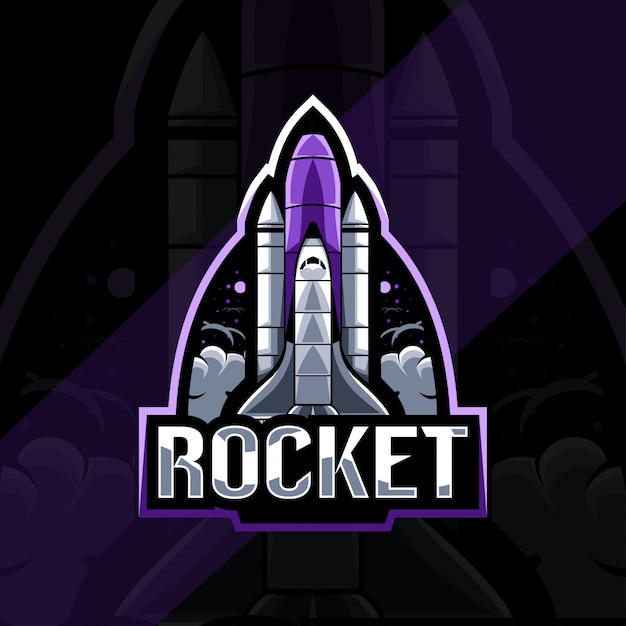 Rocket maskottchen logo esport template design Premium Vektoren