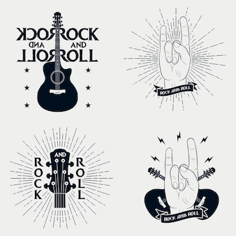 Rocknroll-drucke für t-shirt set von grafikdesign für kleidung t-shirt kleidung mit gitarre