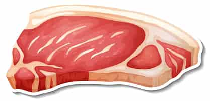 Kostenloser Vektor rohes fleisch sticker auf weiß