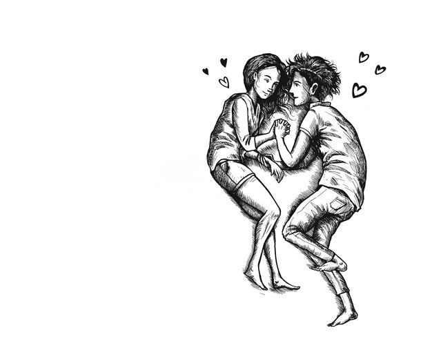 Romantische Liebhaber zum Valentinstag, Cartoon Hand gezeichnete Skizze Vektor Hintergrund.