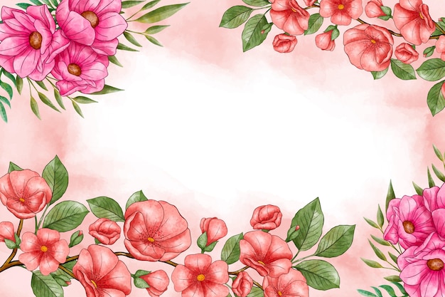 Kostenloser Vektor rosa aquarell blumen hintergrund