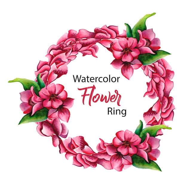 Kostenloser Vektor rosa aquarell blumenring