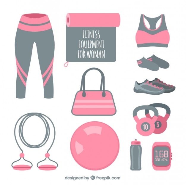 Kostenlose Vektor rosa fitnessgeräte für wonan
