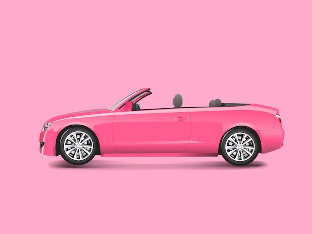 Rosa kabriolett in einem rosa hintergrundvektor